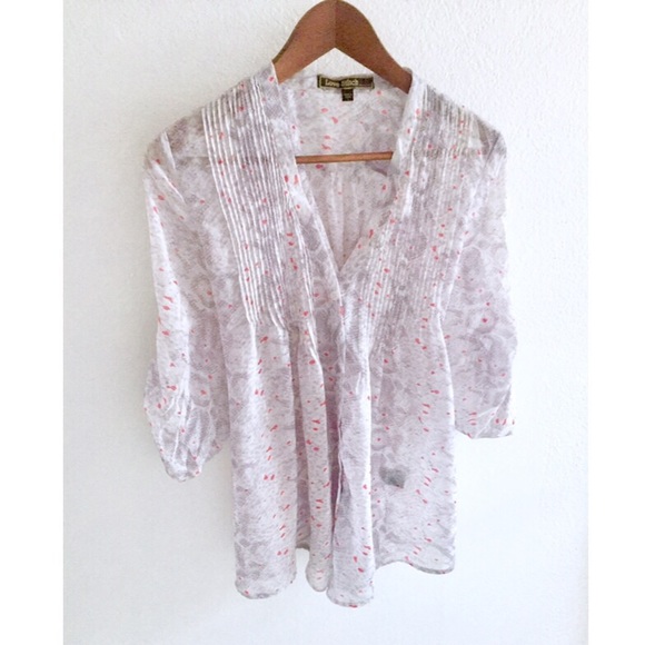 Love Stitch Tops - GORGEOUS Pleated Purple Button Down Blouse